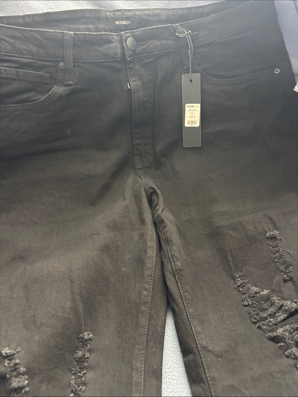 Fashion Nova Men’s Black Skinny Distressed Jeans